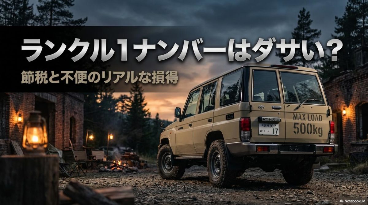 荒野に佇むランドクルーザー70のリアビュー。この記事のテーマである「ランクル 1ナンバー ダサい」という懸念を、カスタムで無骨な魅力に変える提案を象徴する一枚。