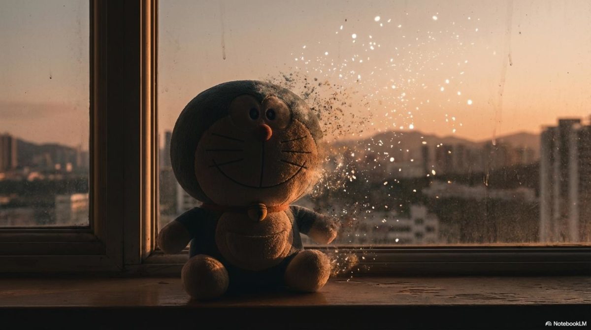 [認知症公表]のイメージ画像。[消失していくドラえもん]を[フォトリアル]で表現した画像。